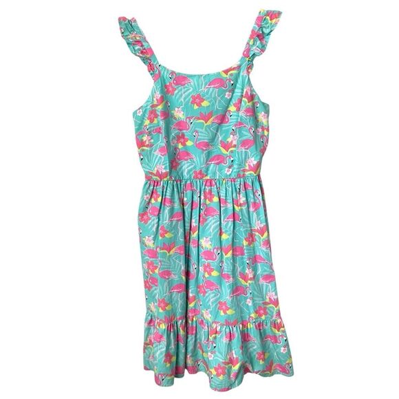 Gymboree Flamingo Ruffle Dress Tropical Dress in Women's Size Medium - Picture 3 of 9
